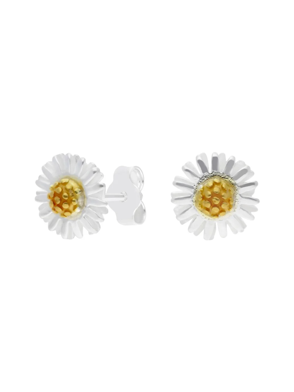William May 2 Colour Sterling Silver Daisy Stud Earrings