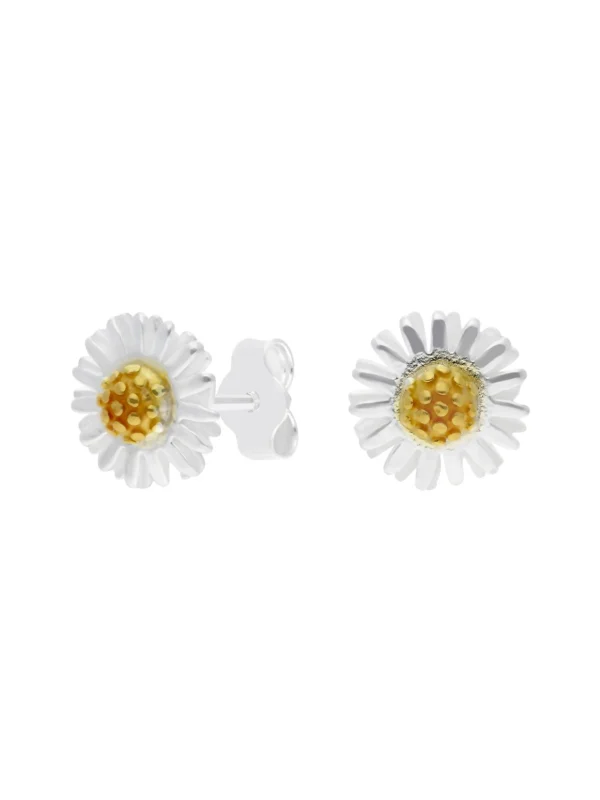 William May 2 Colour Sterling Silver Daisy Stud Earrings