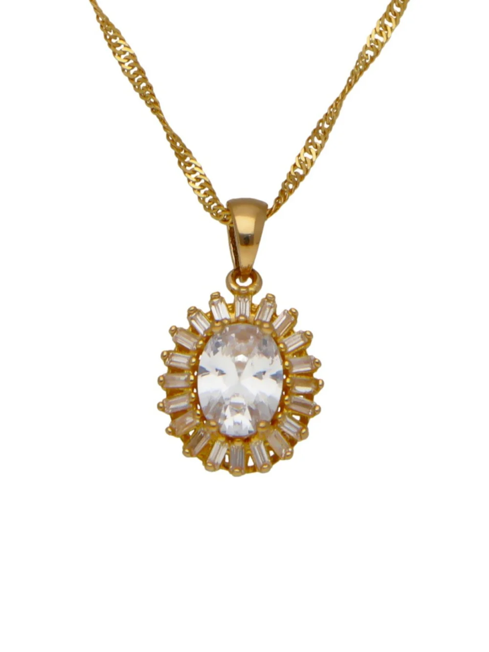 William May 22ct Yellow Gold Cubic Zirconia Cluster Necklace
