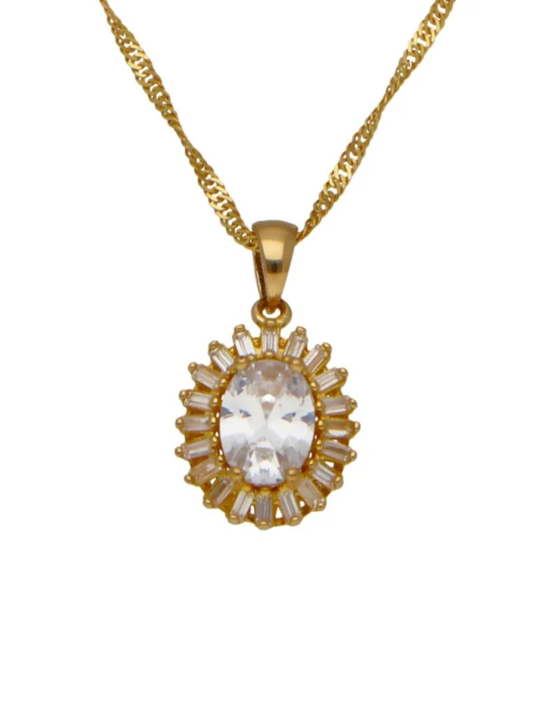 William May 22ct Yellow Gold Cubic Zirconia Cluster Necklace