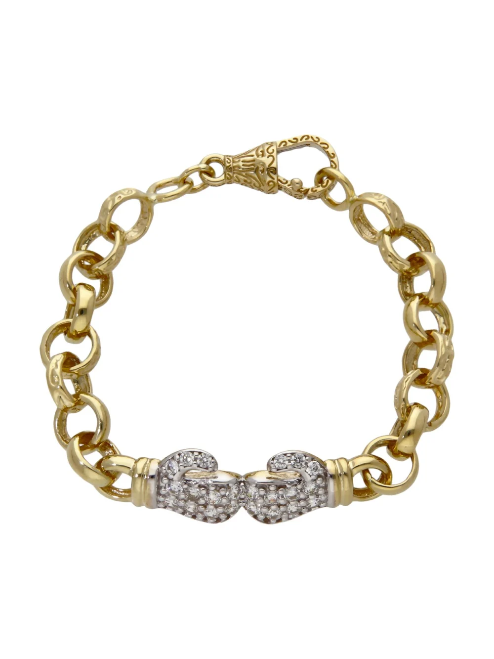 William May 9ct Childs 6" Cubic Zirconia Boxing Gloves Belcher Bracelet