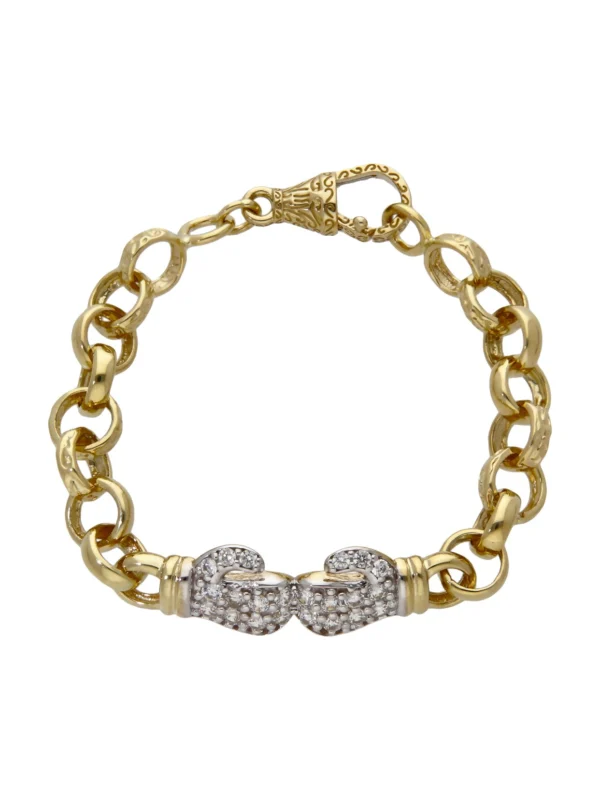 William May 9ct Childs 6" Cubic Zirconia Boxing Gloves Belcher Bracelet