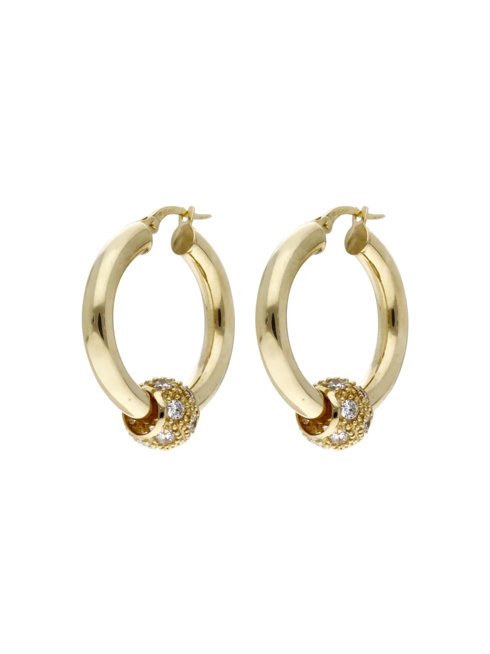 William May 9ct Cubic Zirconia Spinning Ball Hoop Creole Earrings