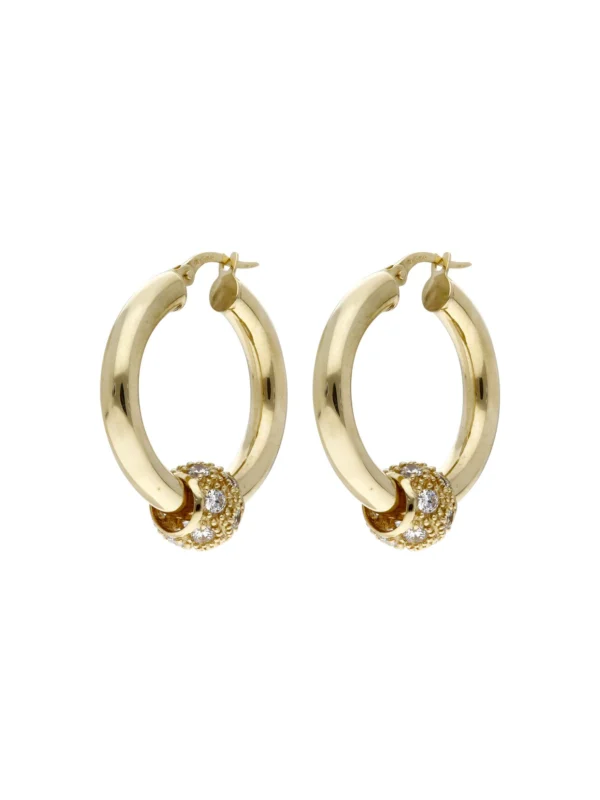 William May 9ct Cubic Zirconia Spinning Ball Hoop Creole Earrings