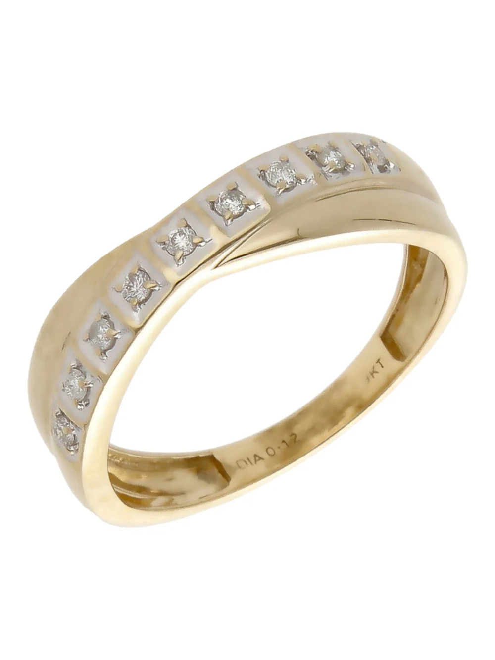 William May 9ct Gold 0.12ct Diamond Crossover Wave Ring