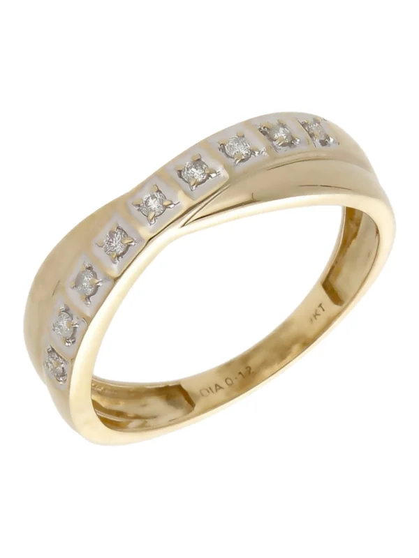 William May 9ct Gold 0.12ct Diamond Crossover Wave Ring
