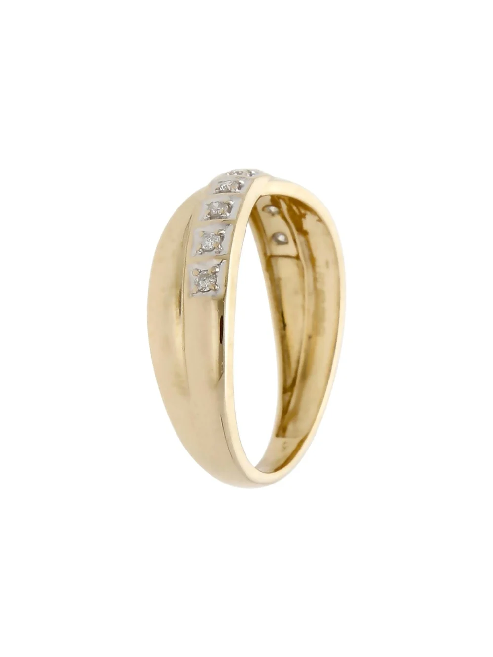 William May 9ct Gold 0.12ct Diamond Crossover Wave Ring, view 2