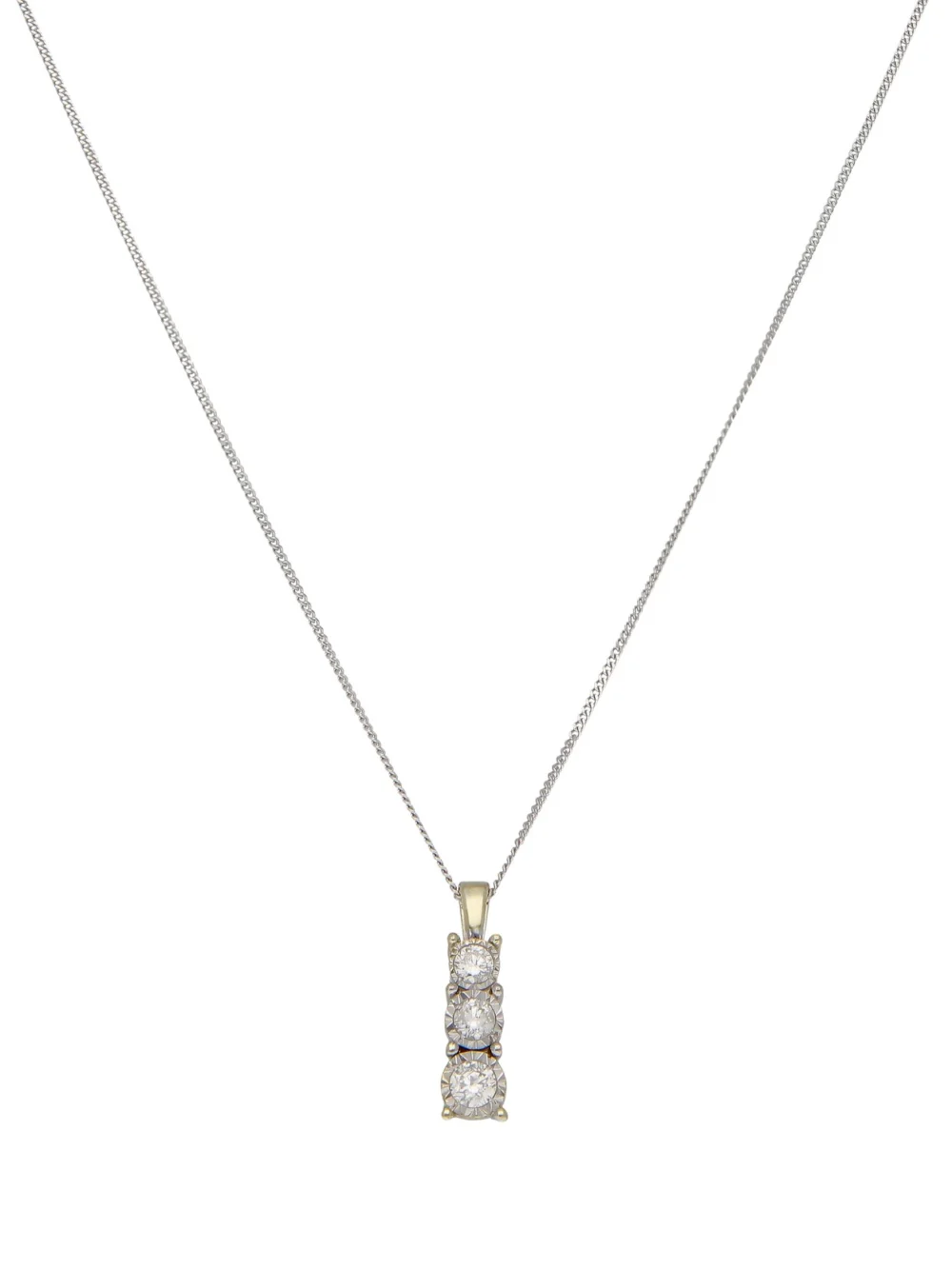 William May 9ct Gold 0.24ct Diamond Trilogy Pendant & 18" Necklace