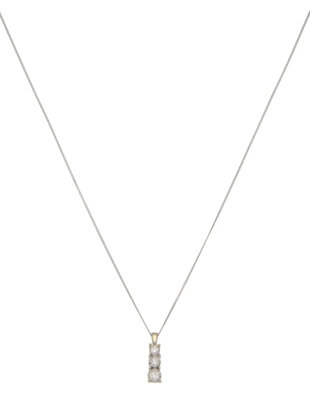 William May 9ct Gold 0.24ct Diamond Trilogy Pendant & 18" Necklace, view 2