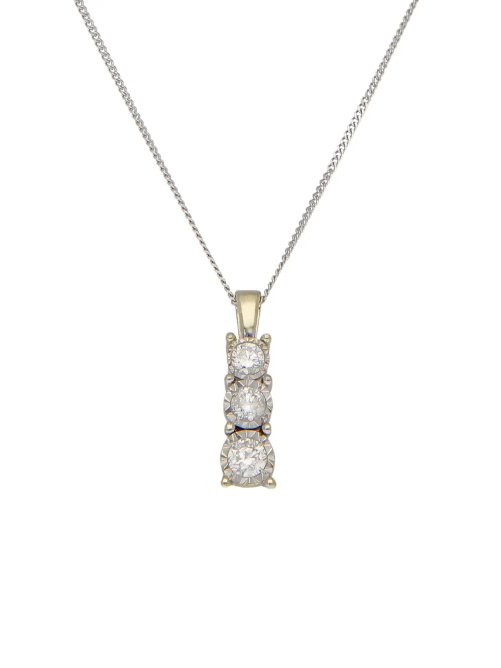 William May 9ct Gold 0.24ct Diamond Trilogy Pendant & 18" Necklace, view 3