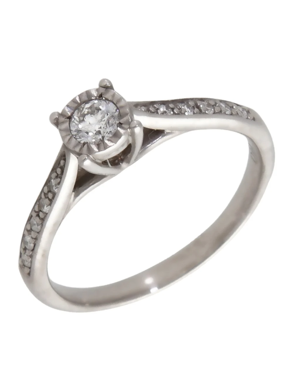 William May 9ct Gold 0.25ct Diamond Solitaire & Shoulders Ring
