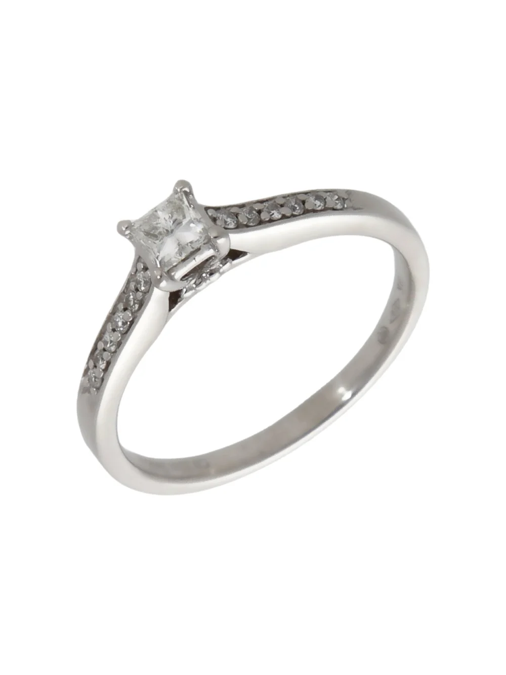 William May 9ct Gold 0.28ct Diamond Solitaire & Shoulders Ring
