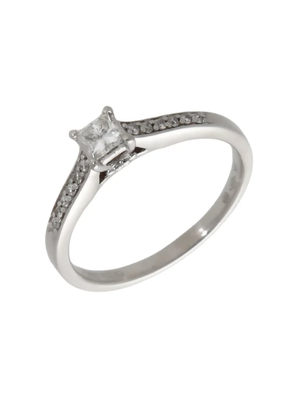 William May 9ct Gold 0.28ct Diamond Solitaire & Shoulders Ring