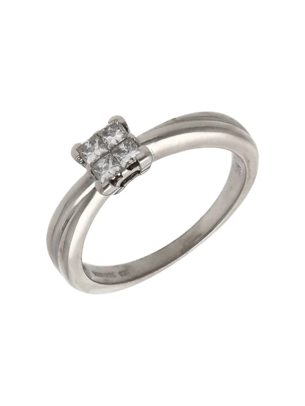 William May 9ct Gold 0.33ct Princess Cut Diamond 4 Stone Ring