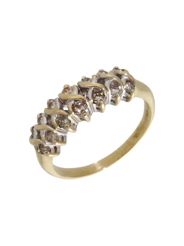 William May 9ct Gold 0.50ct Diamond 2 Row Kiss Dress Ring