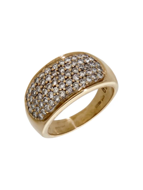 William May 9ct Gold 1.00ct Diamond Multi Row Domed Dress Ring