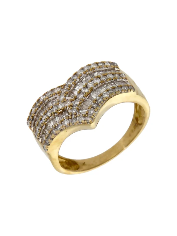 William May 9ct Gold 1.00ct Mixed Cut Diamond Half Wishbone Ring
