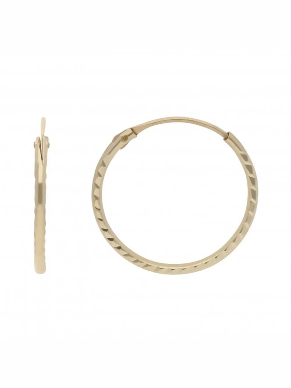William May 9ct Gold 12mm Diamond Cut Hinged Wire Sleeper Earrings