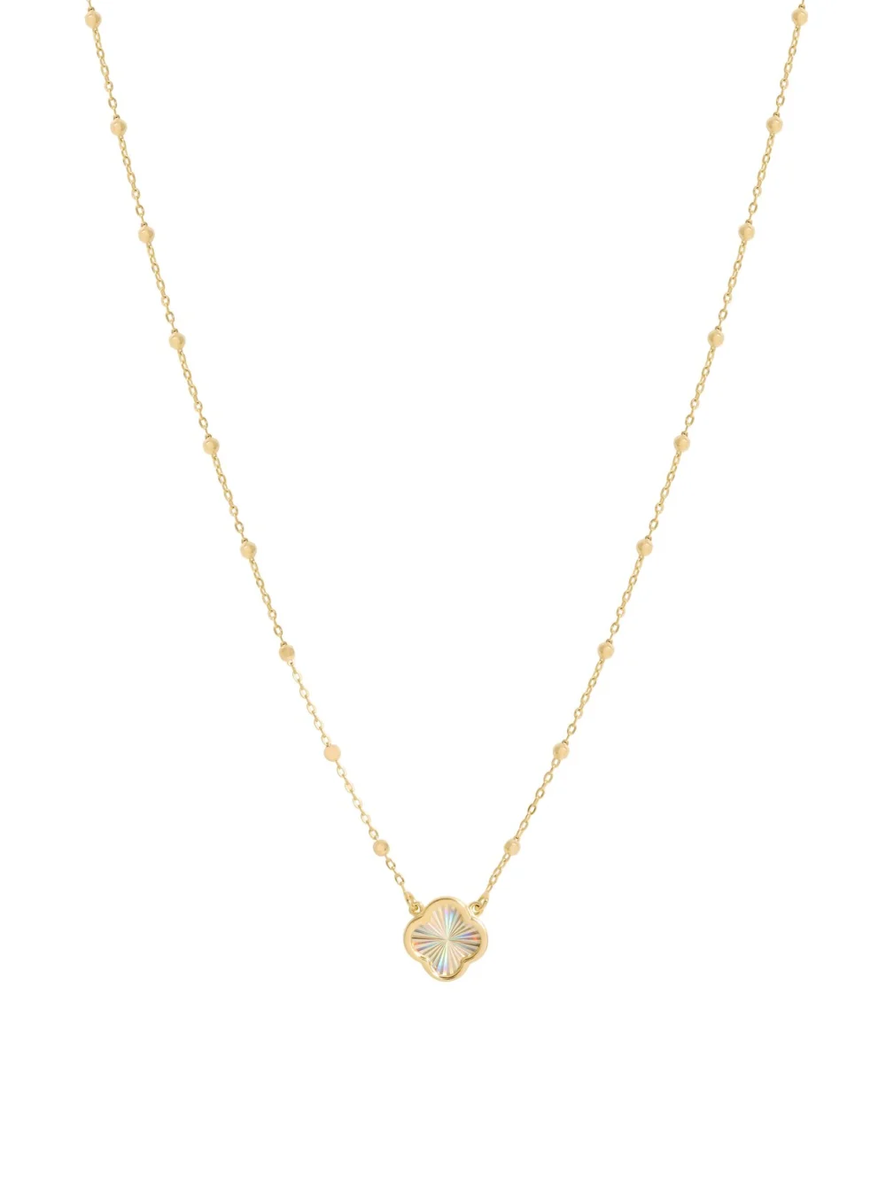 William May 9ct Gold 18" Petal Pendant & Beaded Station Necklace