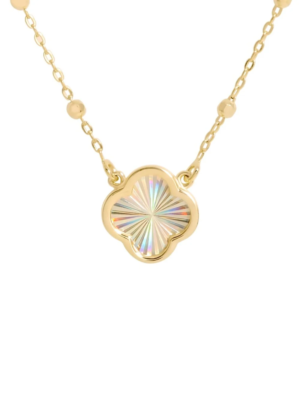 William May 9ct Gold 18" Petal Pendant & Beaded Station Necklace, view 2