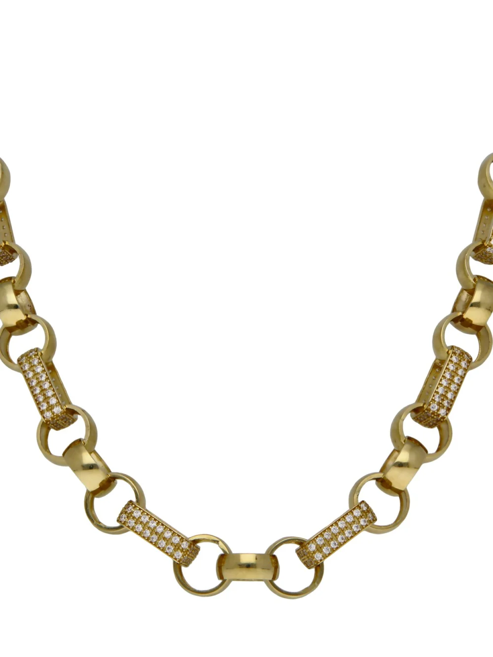 William May 9ct Gold 23" Cubic Zirconia Figaro Belcher Link Chain 82G