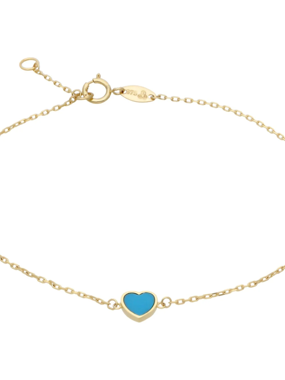 William May 9ct Gold 7.5" Synthetic Turquoise Triple Heart Bracelet