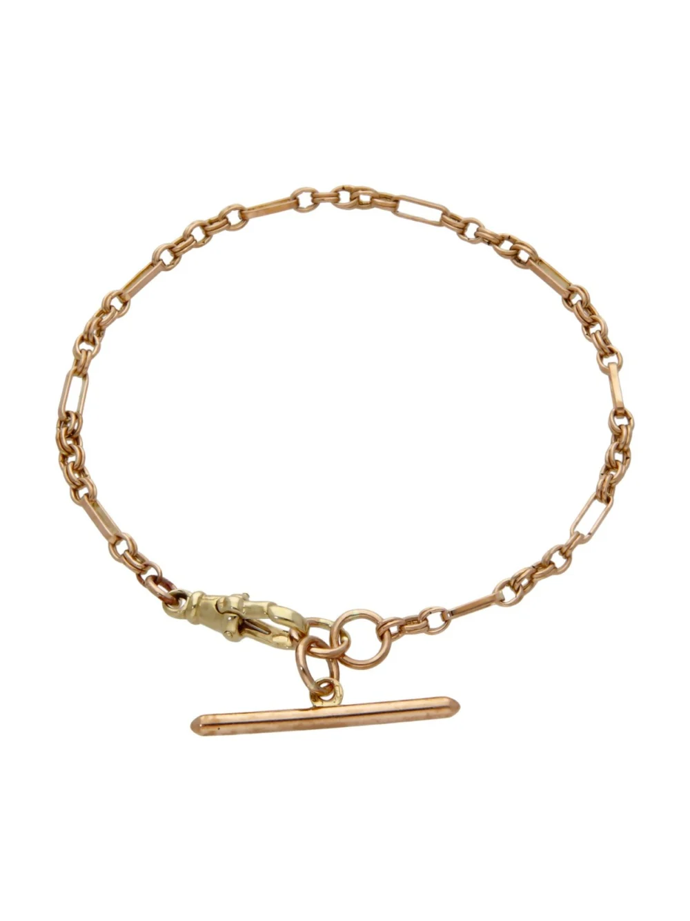 William May 9ct Gold 7.75" Fancy Bar Link T-Bar Bracelet