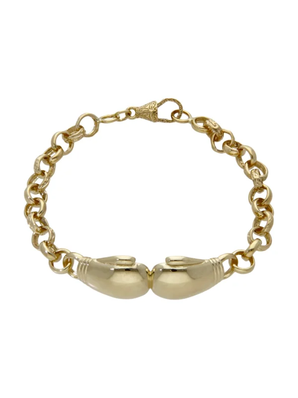 William May 9ct Gold 8.5" Boxing Glove Belcher Link Bracelet 17.9G