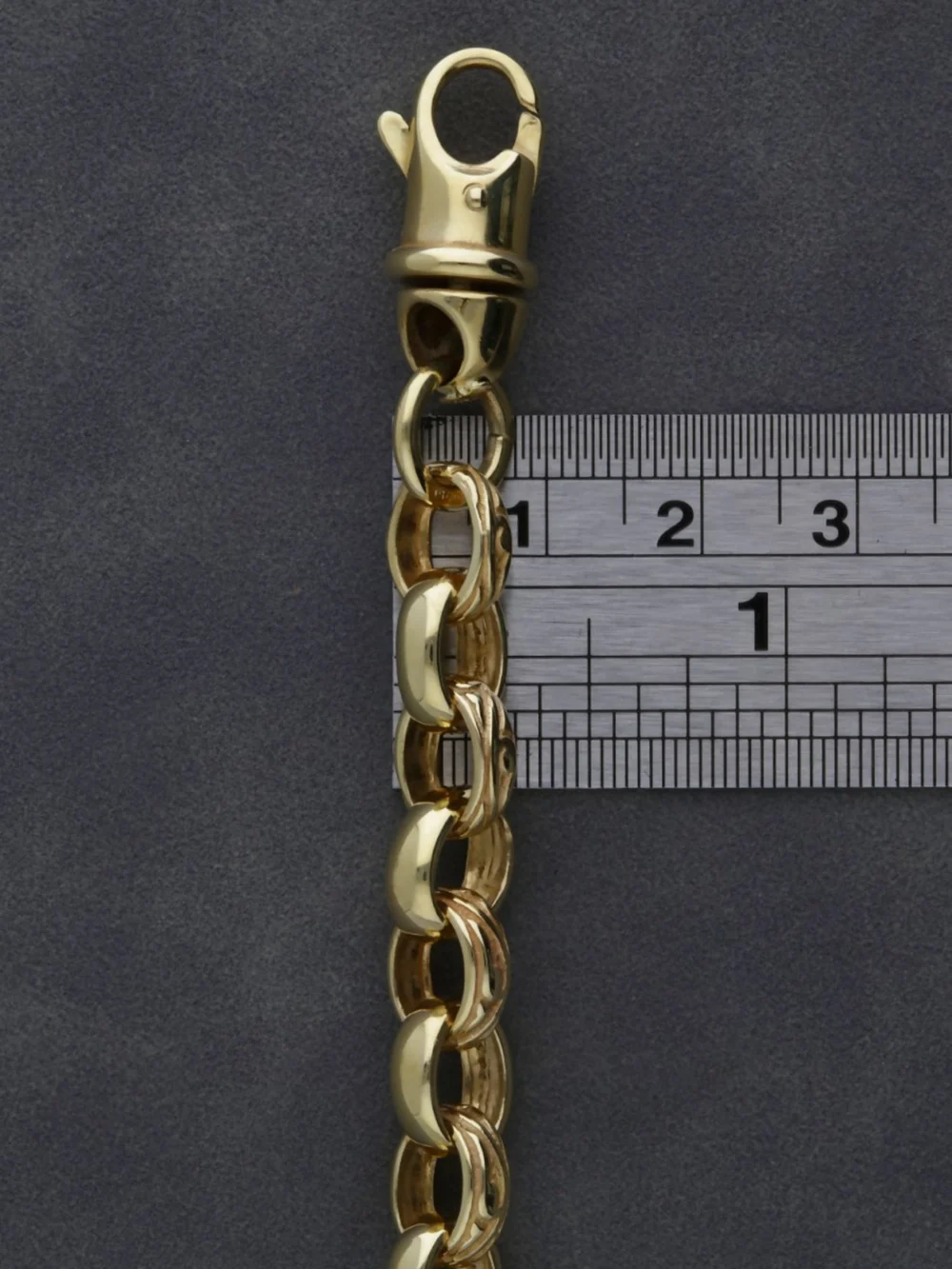 William May 9ct Gold 8.5" Pattern & Polished Belcher Bracelet, view 3