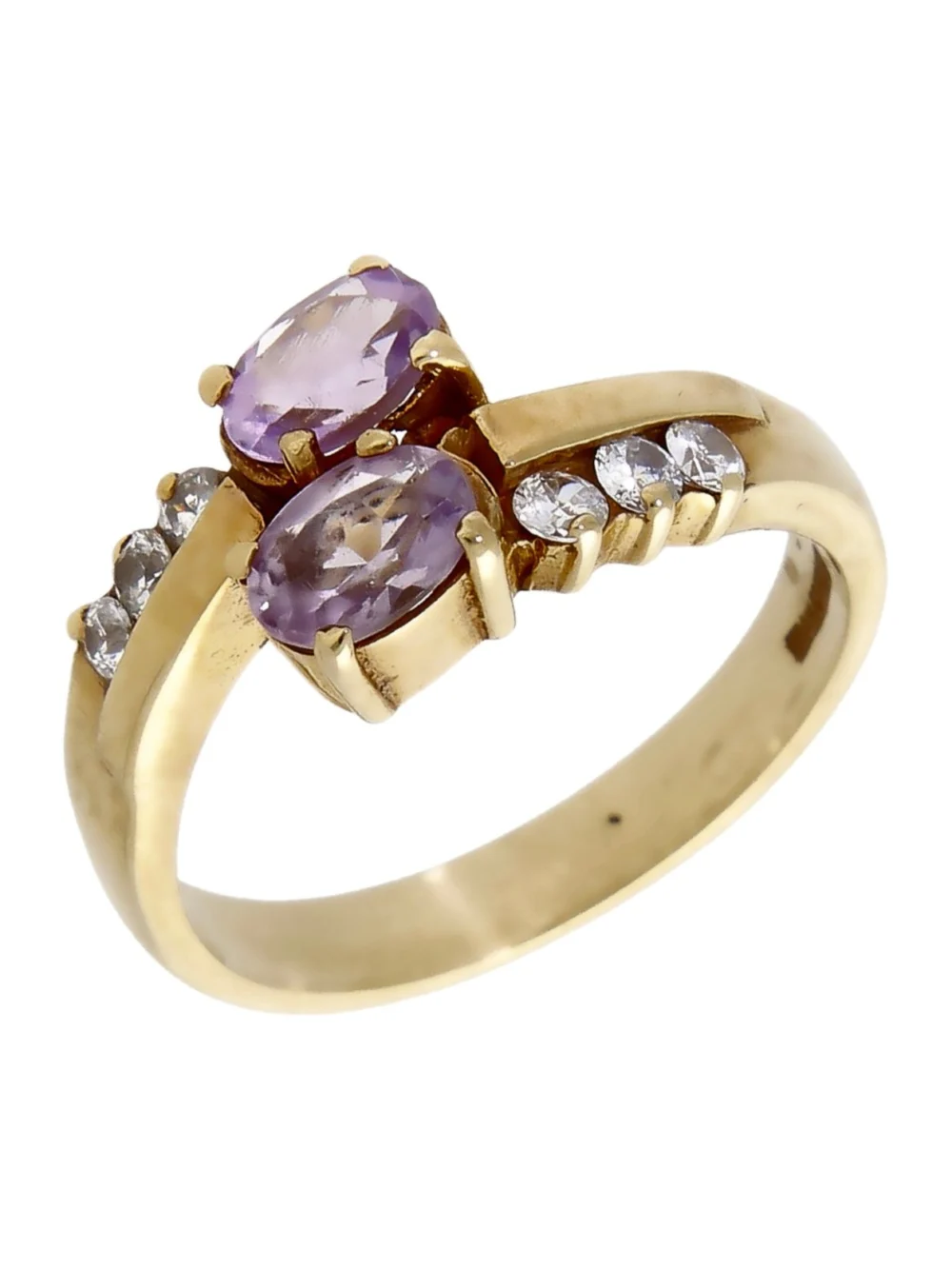 William May 9ct Gold Amethyst & Cubic Zirconia Twist Ring