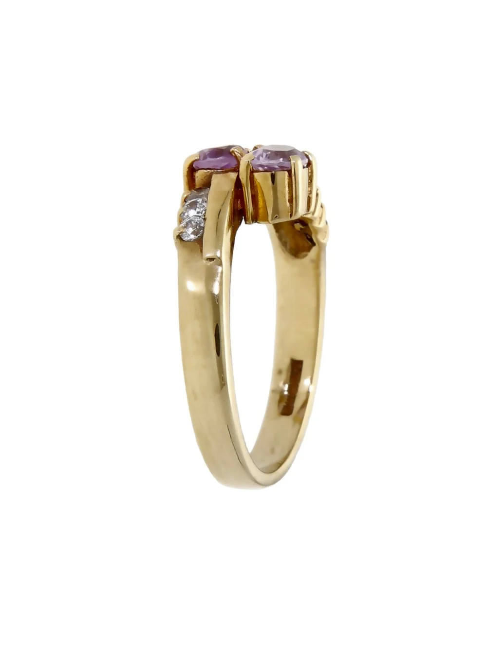 William May 9ct Gold Amethyst & Cubic Zirconia Twist Ring, view 2