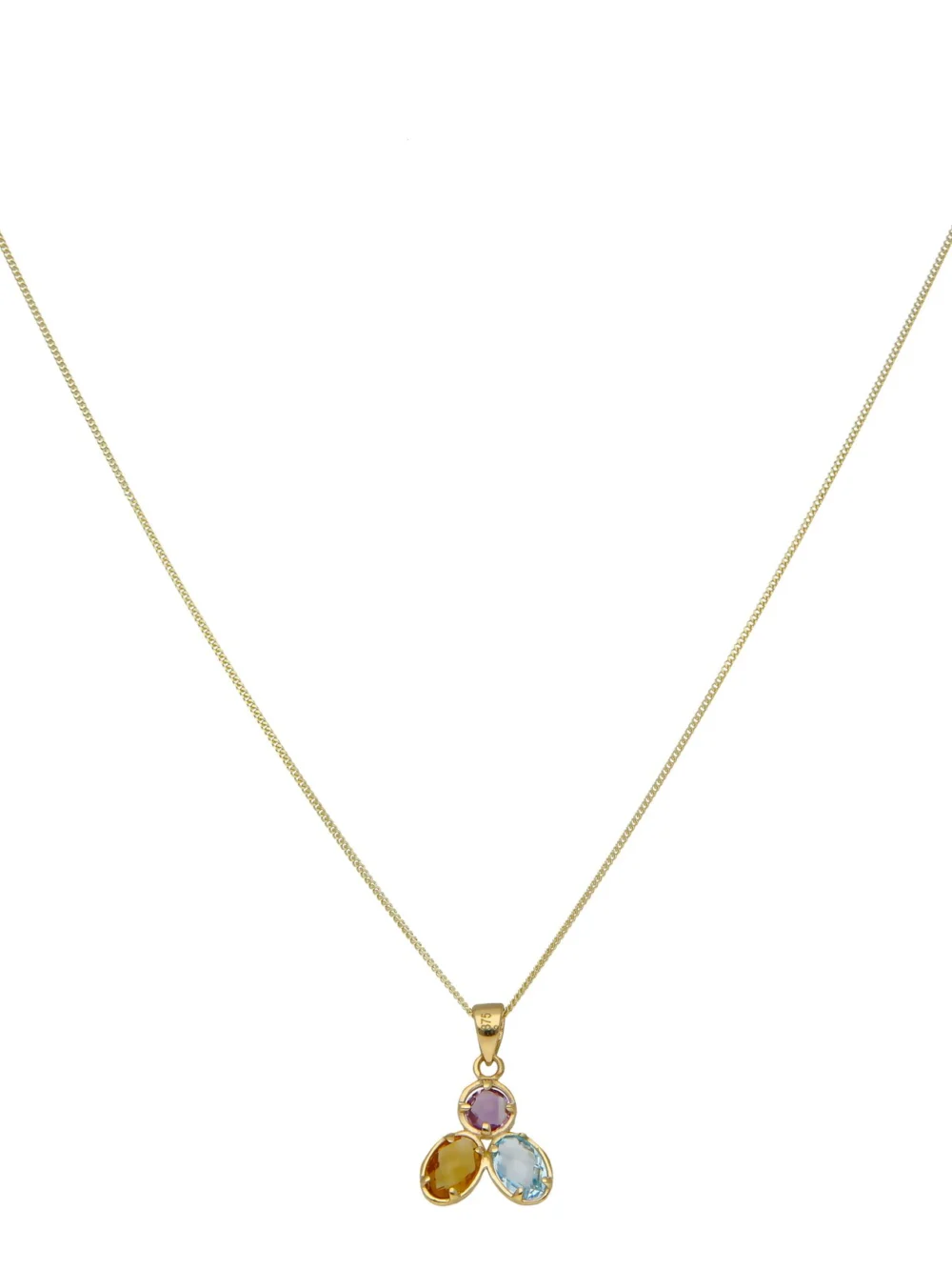 William May 9ct Gold Amethyst Citrine & Topaz Trilogy Pendant Necklace