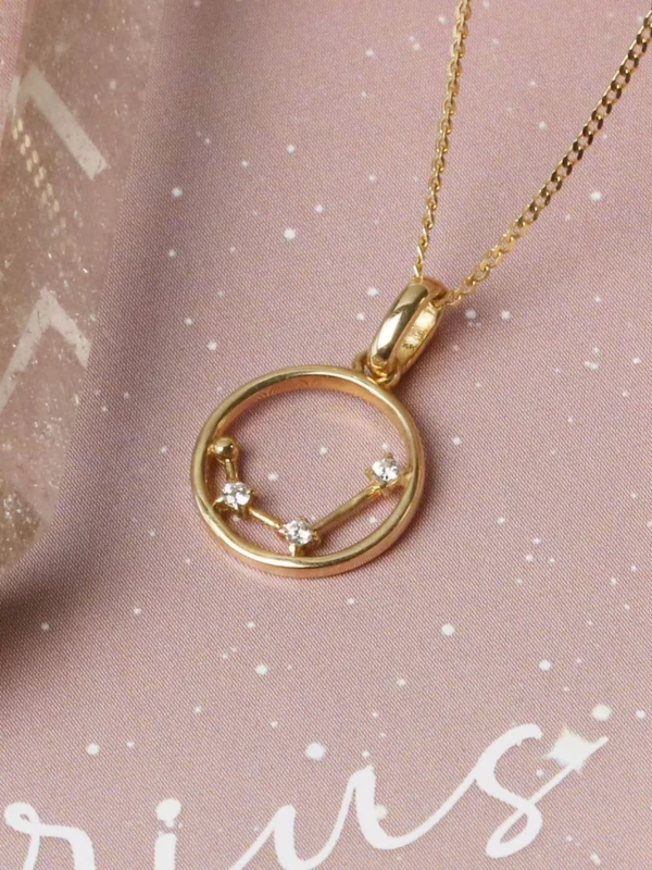 William May 9ct Gold Aquarius Constellation Cubic Zirconia Pendant & Chain