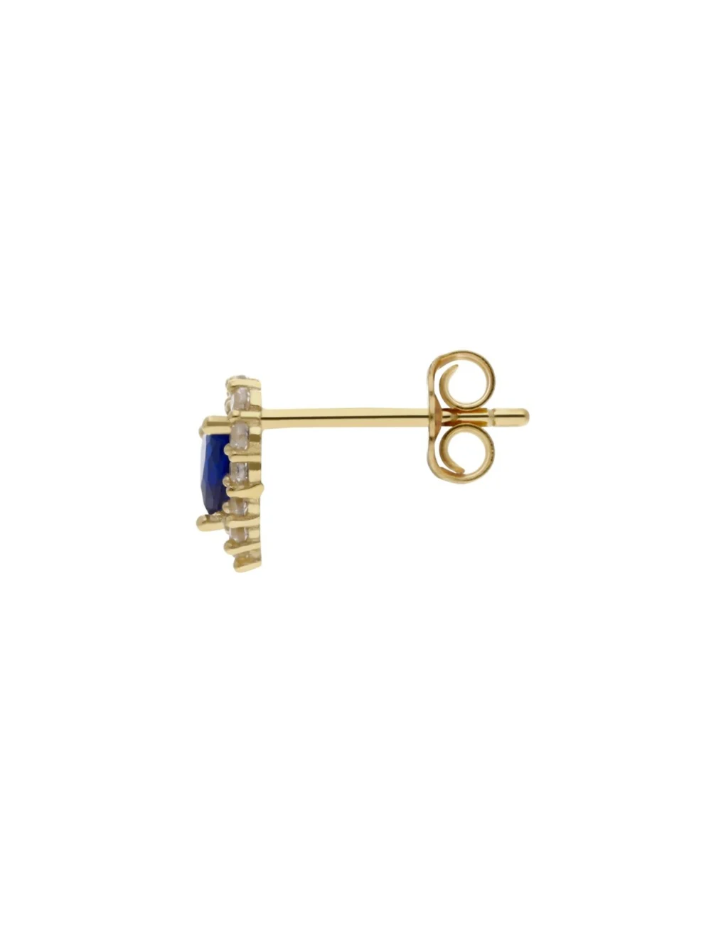 William May 9ct Gold Blue & White Cubic Zirconia Heart Stud Earrings, view 2