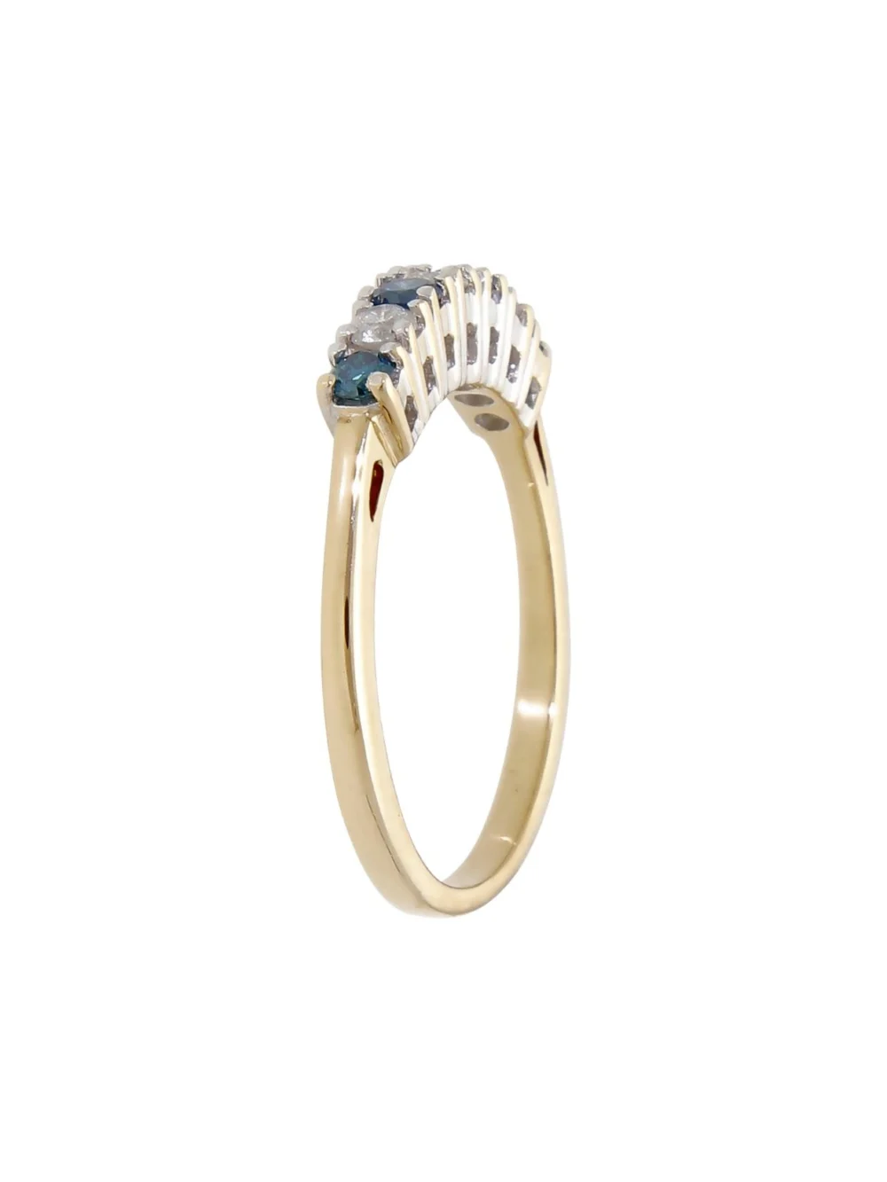 William May 9ct Gold Blue & White Diamond Half Eternity Ring, view 2