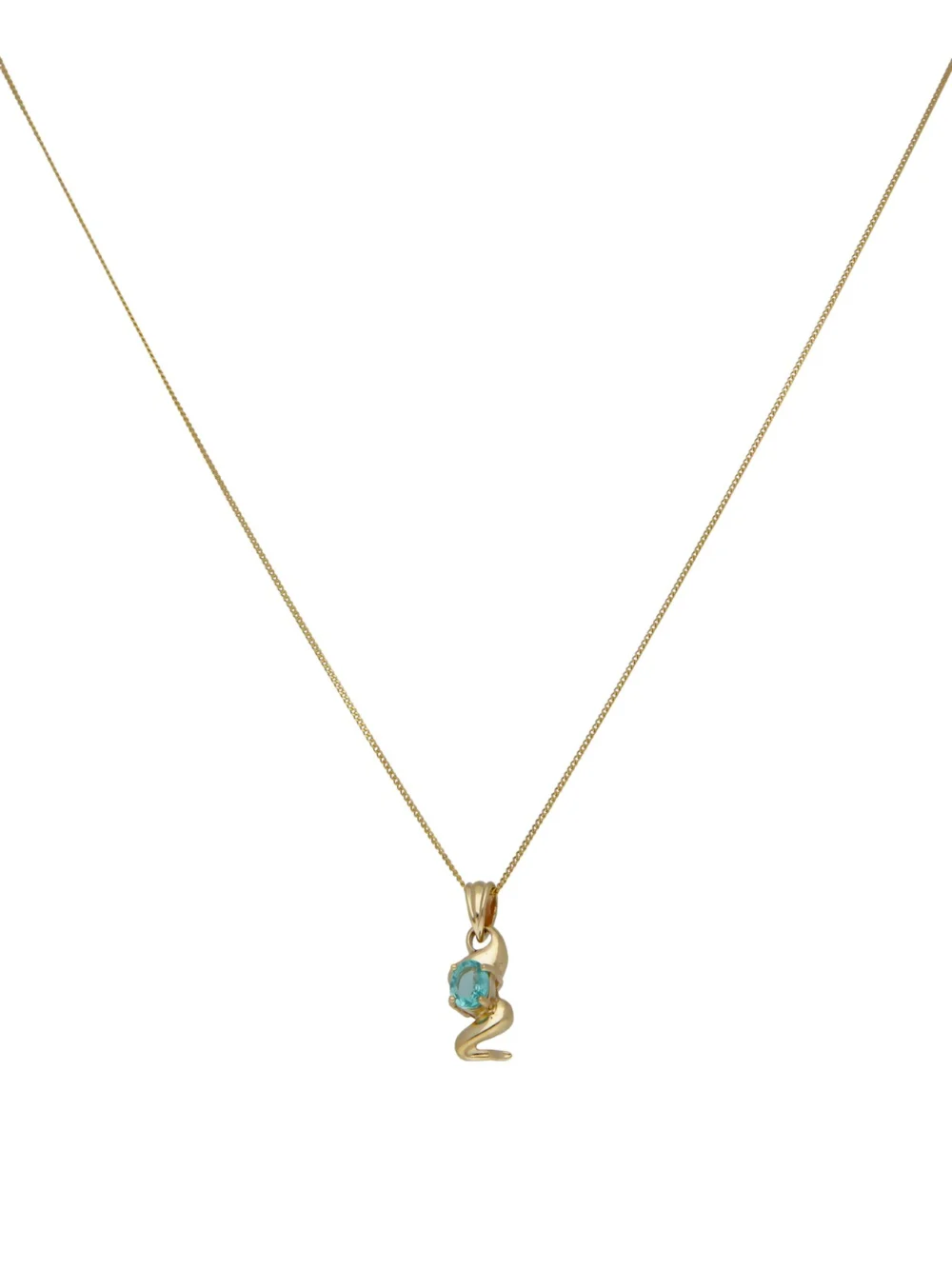 William May 9ct Gold Blue Cubic Zirconia Wave Pendant Necklace, view 2