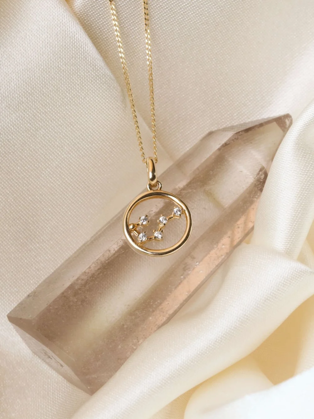 William May 9ct Gold Cancer Constellation Cubic Zirconia Pendant & Chain, view 4
