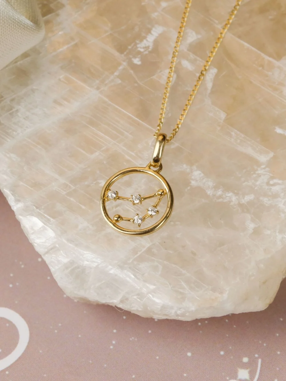 William May 9ct Gold Capricorn Constellation Cubic Zirconia Pendant & Chain, view 5