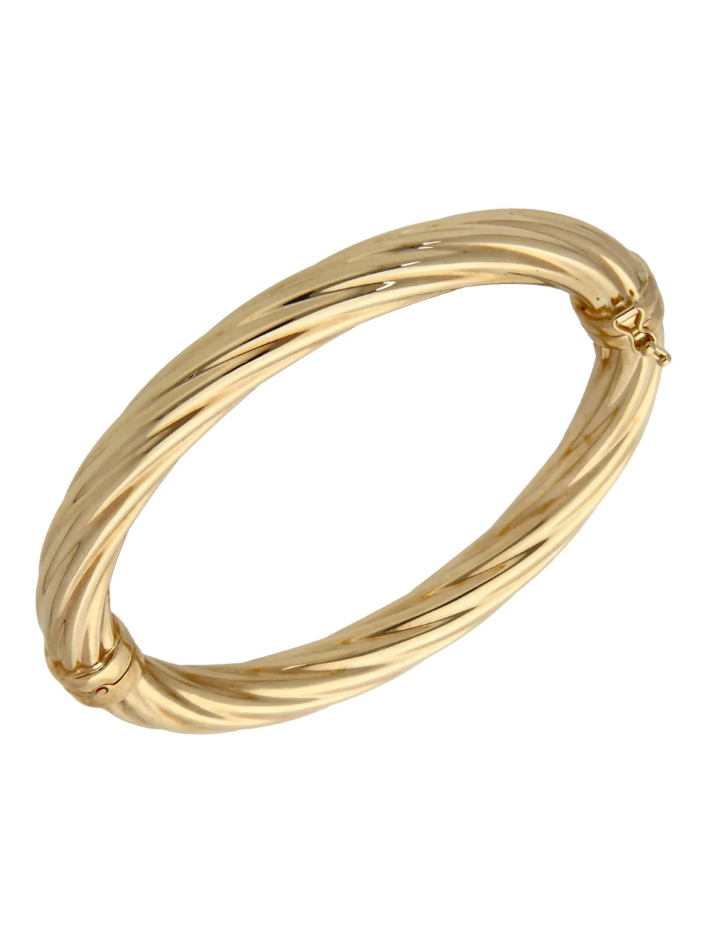 William May 9ct Gold Chunky Hollow Centre Hinged Twist Bangle