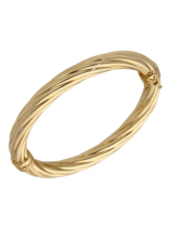 William May 9ct Gold Chunky Hollow Centre Hinged Twist Bangle