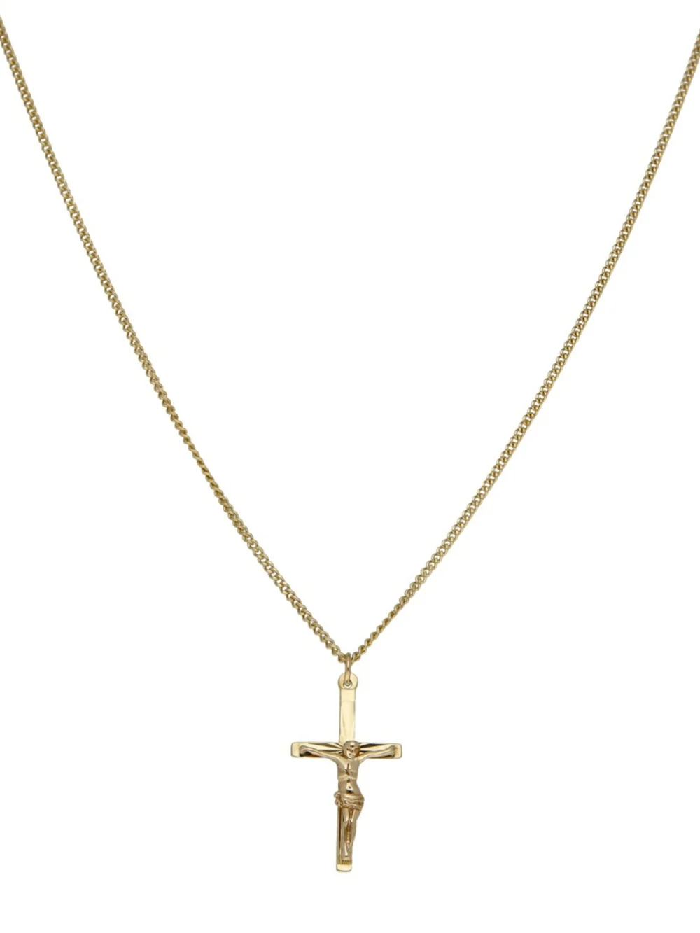 William May 9ct Gold Crucifix Pendant & 16" Curb Chain Necklace, view 2