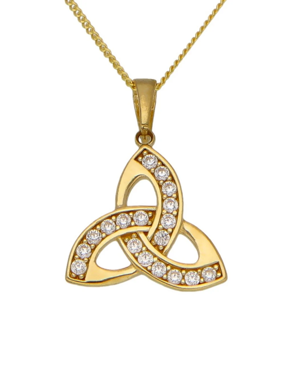 William May 9ct Gold Cubic Zirconia Celtic Knot Pendant & 18" Necklace, view 2