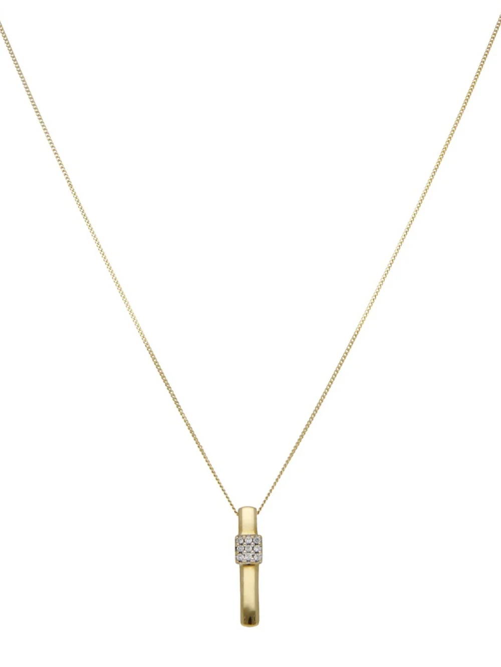 William May 9ct Gold Cubic Zirconia Cluster Bar Pendant Necklace, view 2