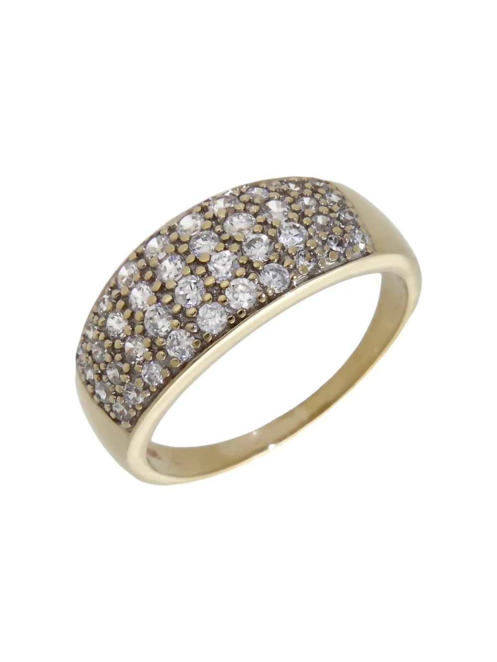 William May 9ct Gold Cubic Zirconia Domed Multi Row Dress Ring
