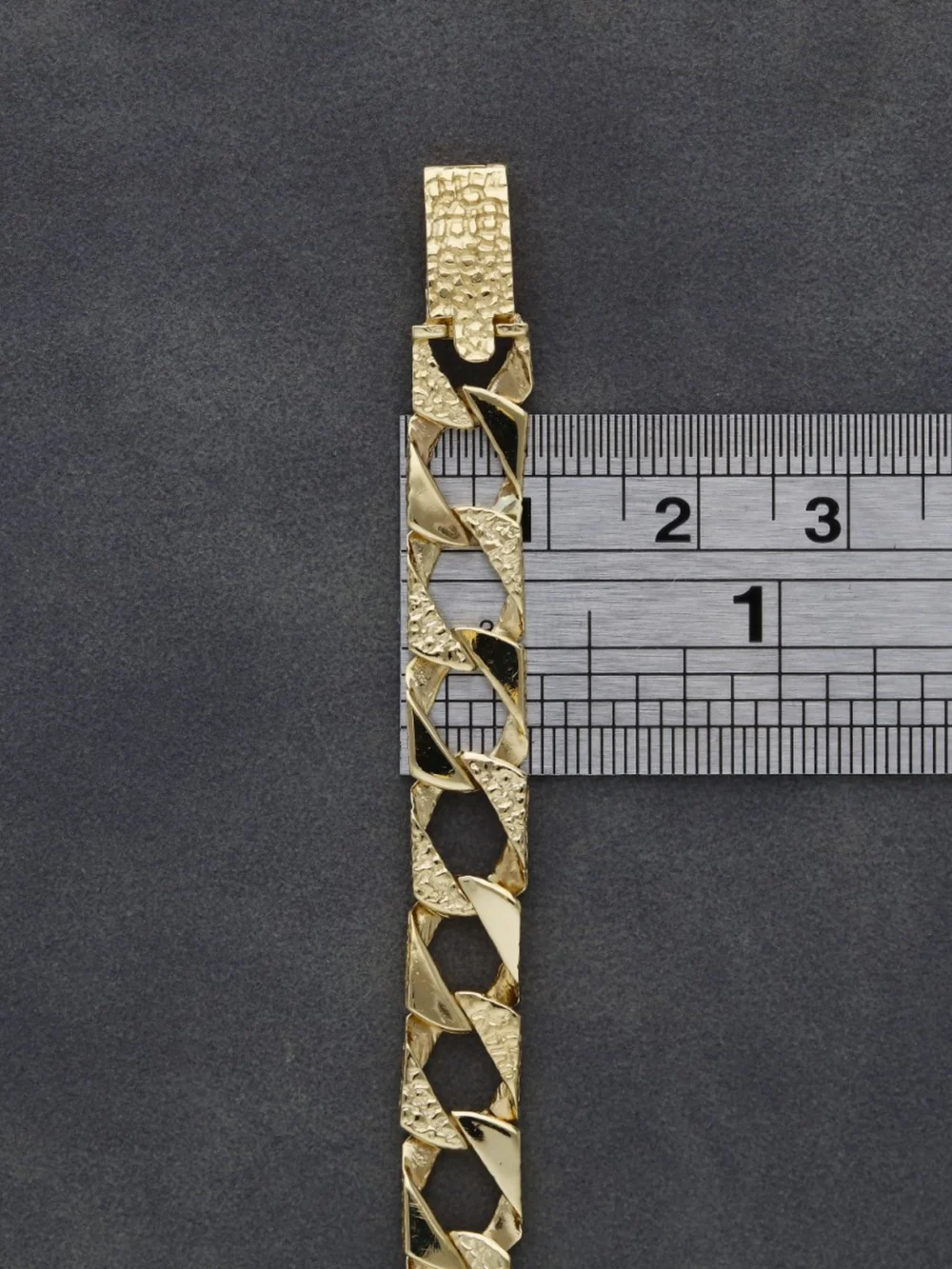 William May 9ct Gold Cubic Zirconia Identity Bar Curb Bracelet, view 2