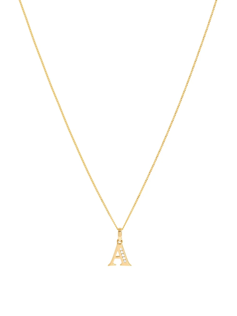 William May 9ct Gold Cubic Zirconia Initial a Pendant & 18" Necklace