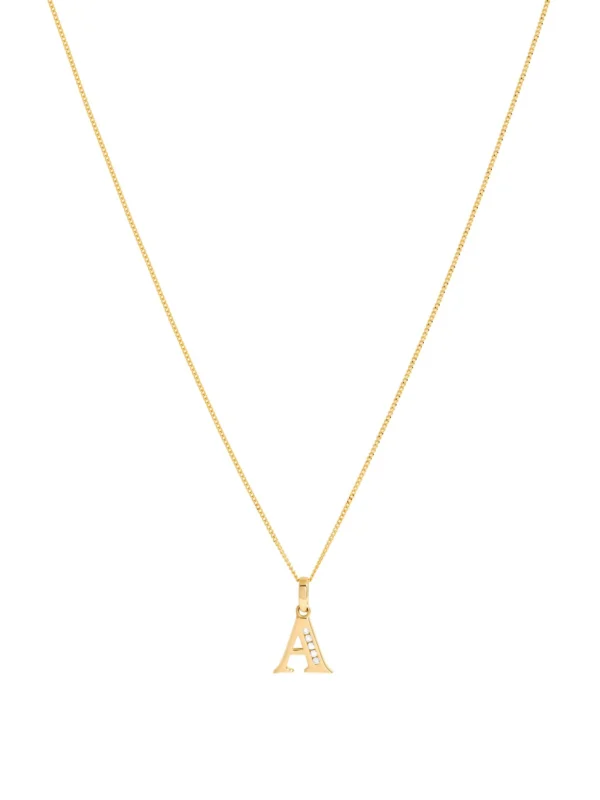 William May 9ct Gold Cubic Zirconia Initial a Pendant & 18" Necklace