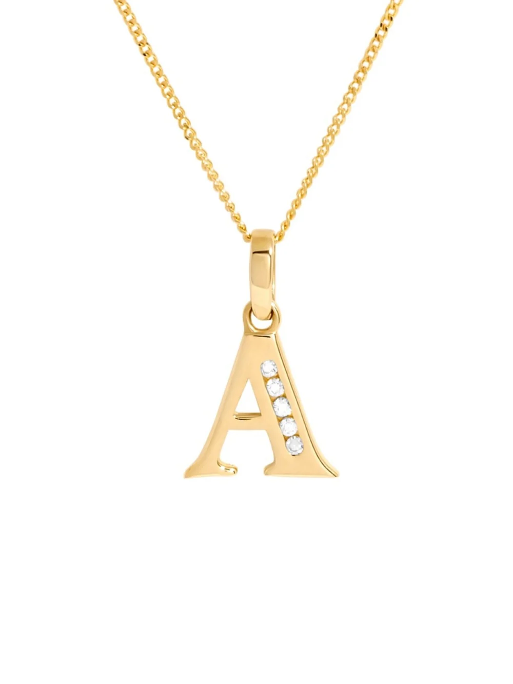 William May 9ct Gold Cubic Zirconia Initial a Pendant & 18" Necklace, view 2