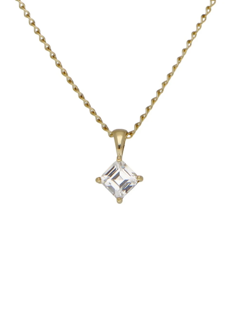William May 9ct Gold Cubic Zirconia Pendant & Chain Necklace