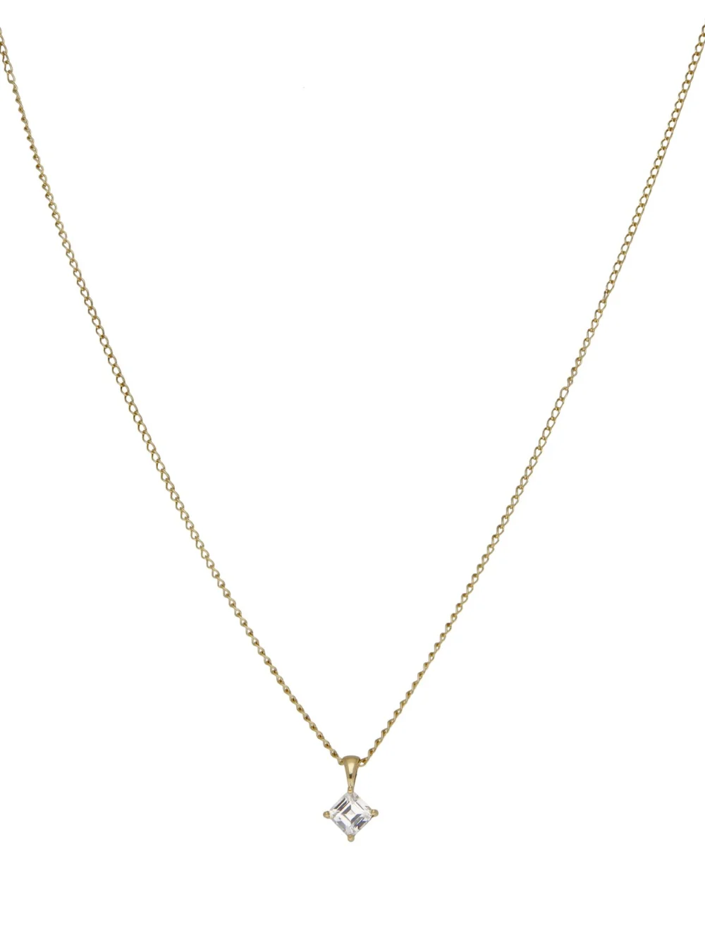 William May 9ct Gold Cubic Zirconia Pendant & Chain Necklace, view 2